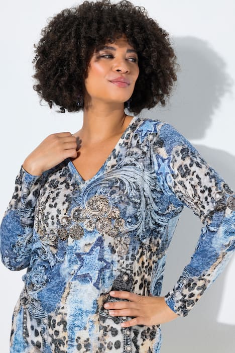 T-Shirt, Komfort Fit, Leo/Sterne, Glitzersteinchen