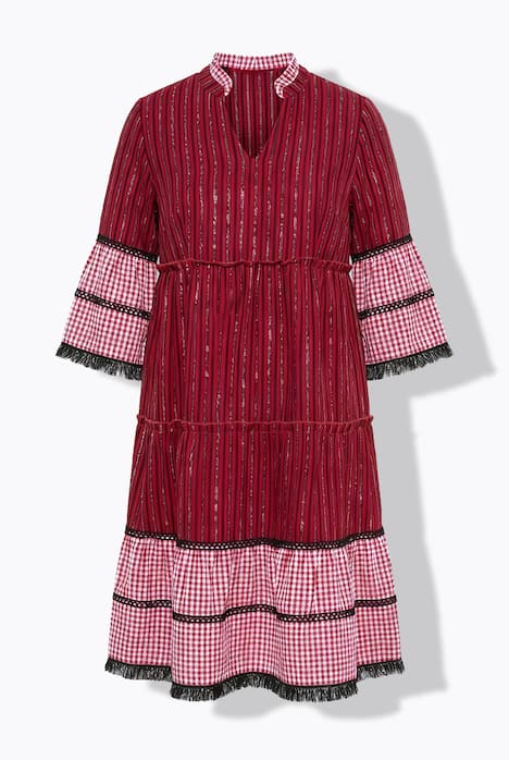 Maxi-jurk, jacquardmix, 3/4-mouwen