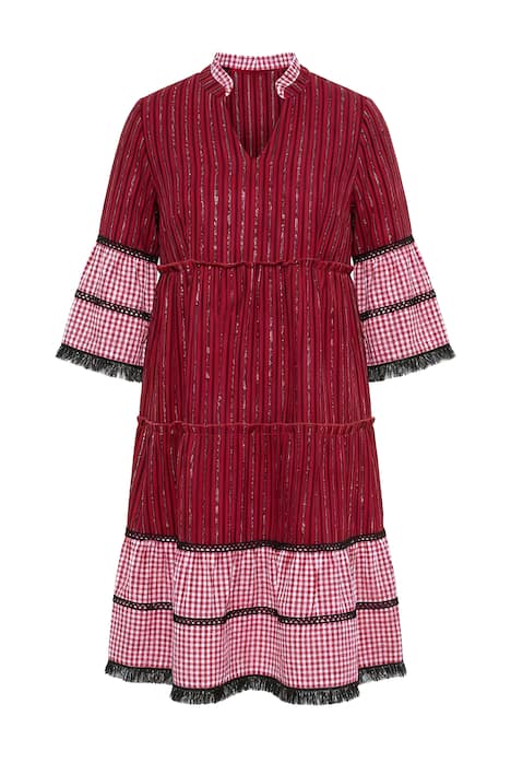 Maxi šaty, žakárový mix, 3/4 rukávy