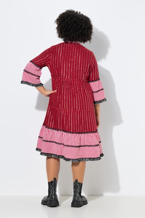 Maxi-jurk, jacquardmix, 3/4-mouwen