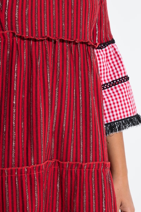 Maxi-jurk, jacquardmix, 3/4-mouwen