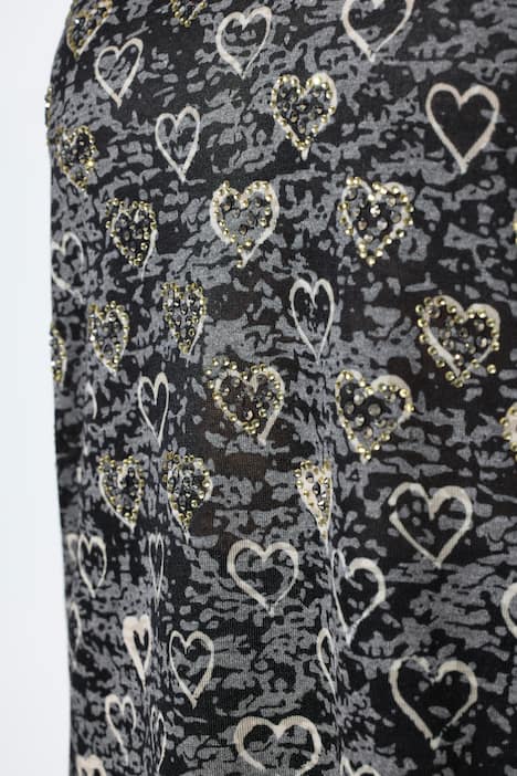 T-Shirt, bequeme Passform, Herz-Muster, 3/4-Ärmel