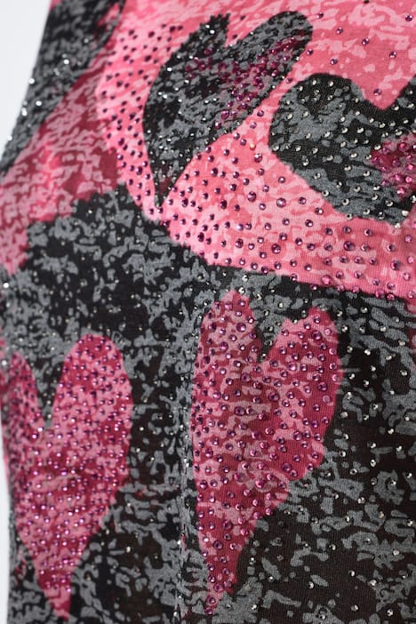 T-Shirt, bequeme Passform, Herz-Muster, Langarm