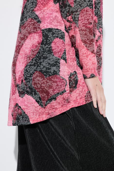 T-Shirt, bequeme Passform, Herz-Muster, Langarm