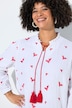Bluse, A-Linie, Musselin mit Herz-Stickerei, Langarm
