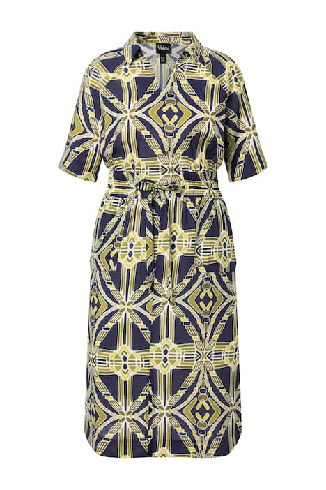 Midi šaty, áčkový střih, košilový límec, polodlouhý rukáv, kapsy