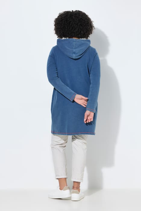 Sweatjacke, längerer Komfort Fit, Kapuze, Farb-Akzente