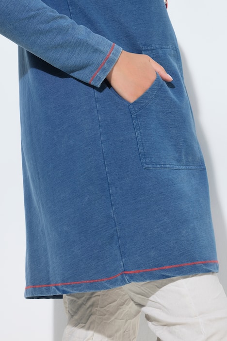 Sweatjacke, längerer Komfort Fit, Kapuze, Farb-Akzente