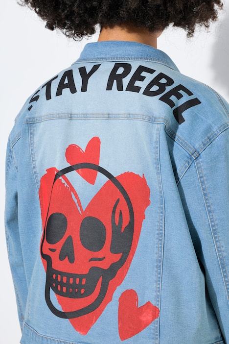 Jeansjacke, Oversize Fit, Prints, Stretchdenim