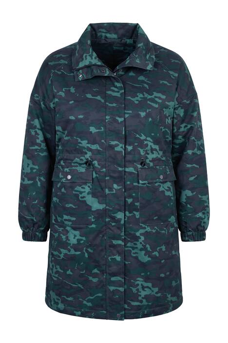 Kabát, rovný střih, maskáčový vzor, stahování v pase