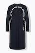 Jersey jurk, A-lijn, midi-lengte, boogprint, lange mouwen