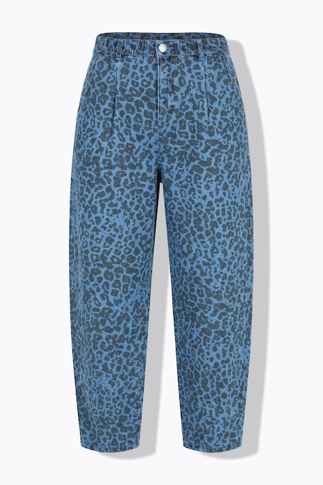 Ballonjeans, hoge taille, luipaardprint, 5-pocket