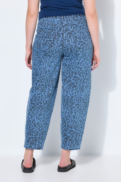Ballonjeans, hoge taille, luipaardprint, 5-pocket