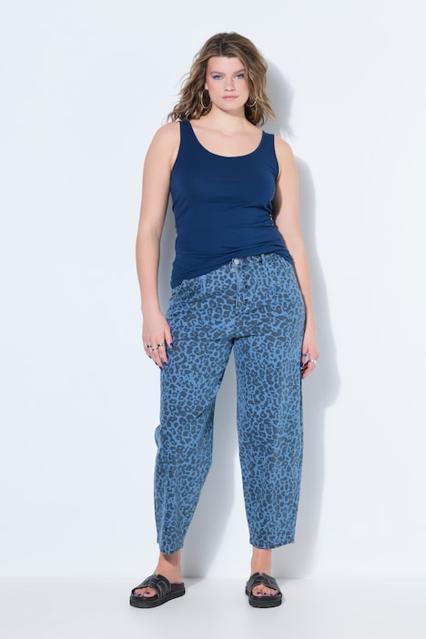 Ballonjeans, hoge taille, luipaardprint, 5-pocket