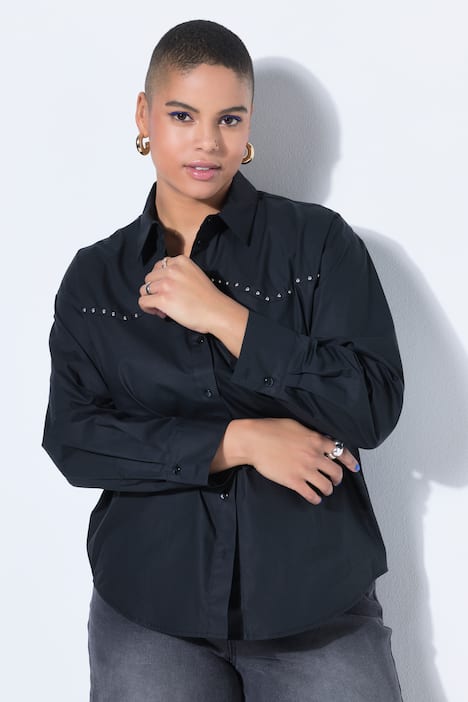 Overhemdblouse, oversized model, sierstuds