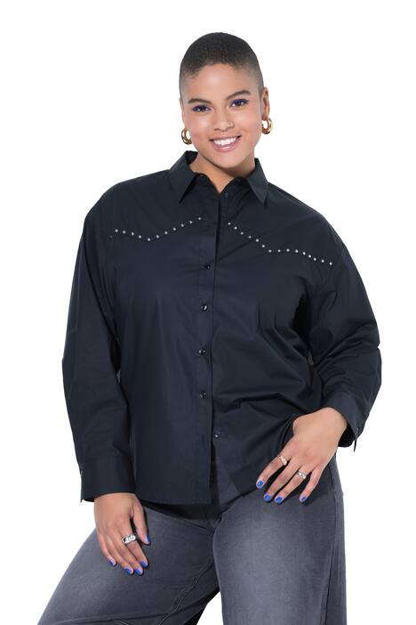 Košilová halenka, oversize, ozdobné nýt