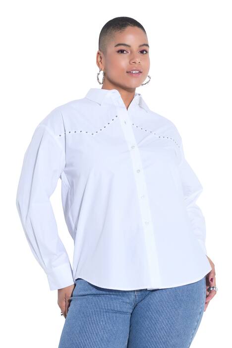 Košilová halenka, oversize, ozdobné nýt