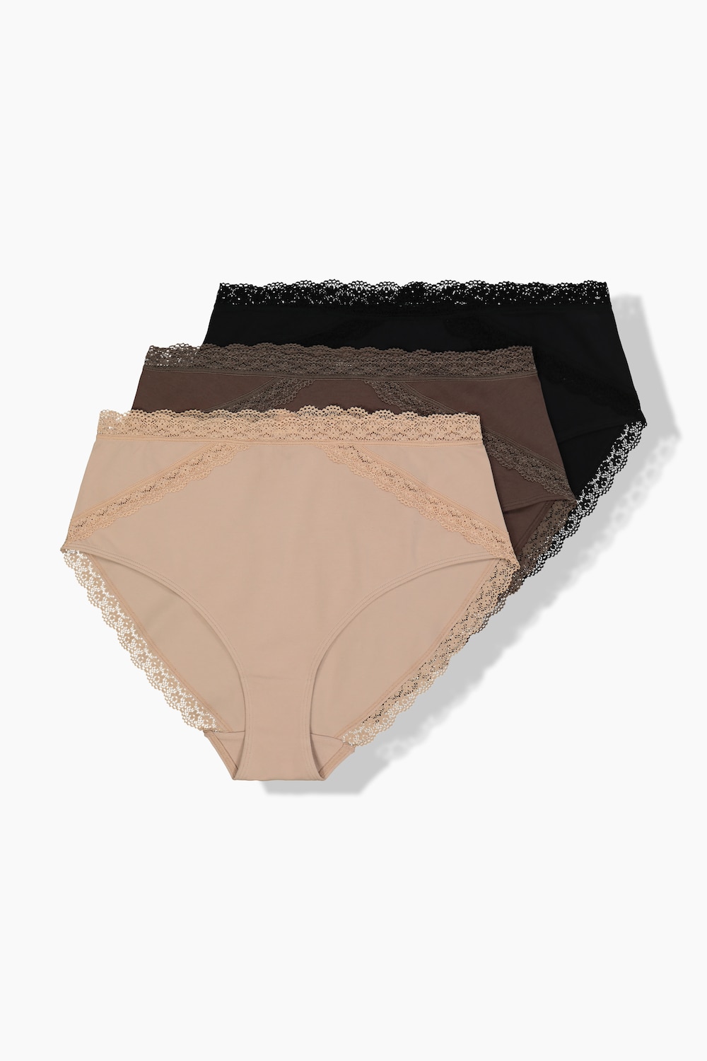 Midislips, 3er-Pack, Spitzenband