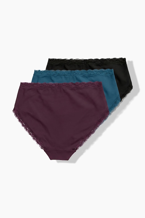 Midislips, 3er-Pack, Spitzenband