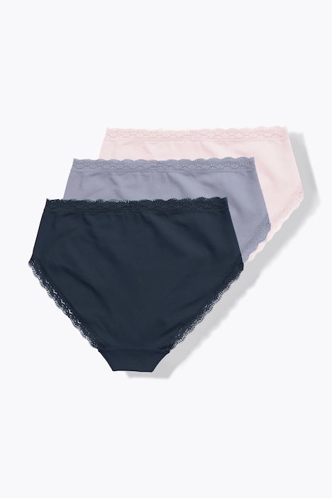 Midislips, 3er-Pack, Spitzenband
