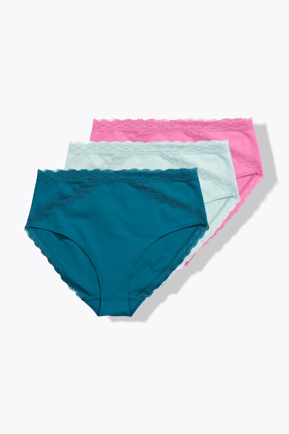 Midislips, 3er-Pack, Spitzenband