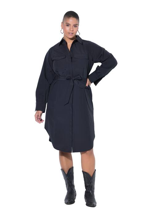 Košilová halenka, vypasovaná, midi délka, vázací pásek