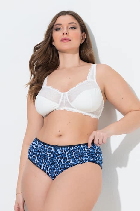 Midislips, set van 5, kleurrijk luipaardmotief/effen