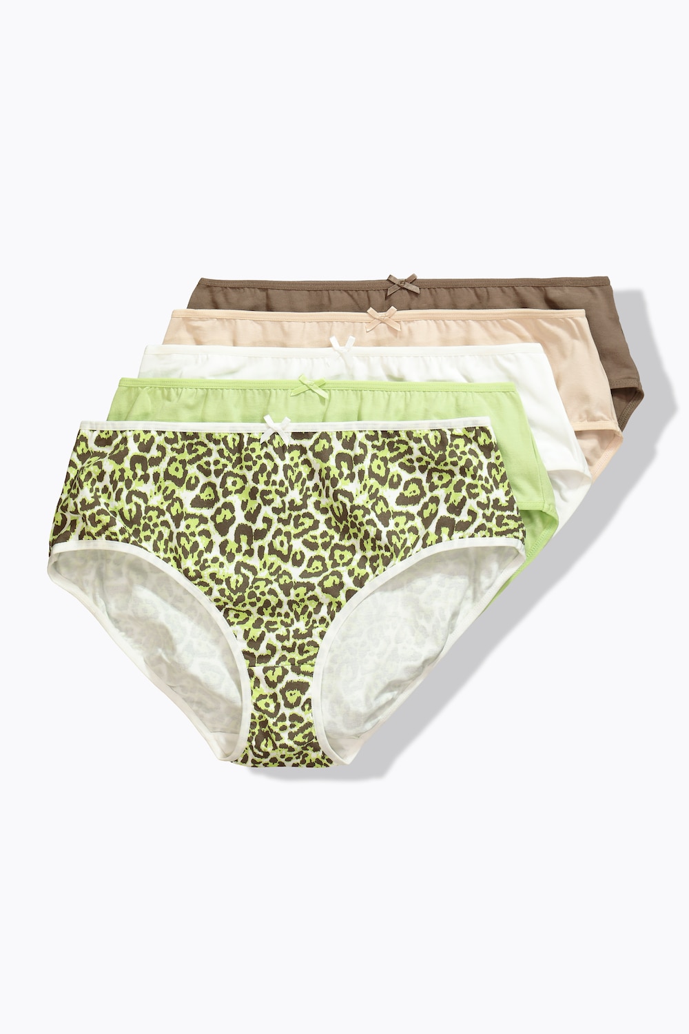Midislips, 5er-Pack, farbiges Leomuster/einfarbig