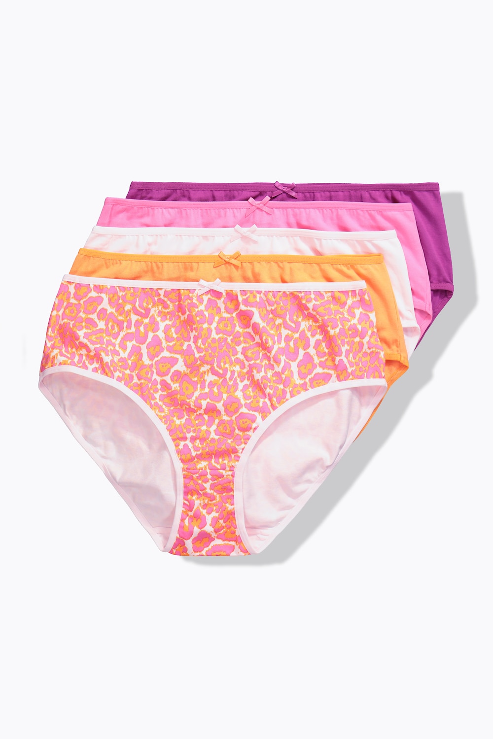 Midislips, 5er-Pack, farbiges Leomuster/einfarbig