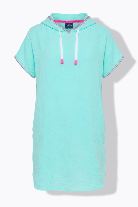 Musselin-Strandkleid, Kapuze, 1/2 Arm