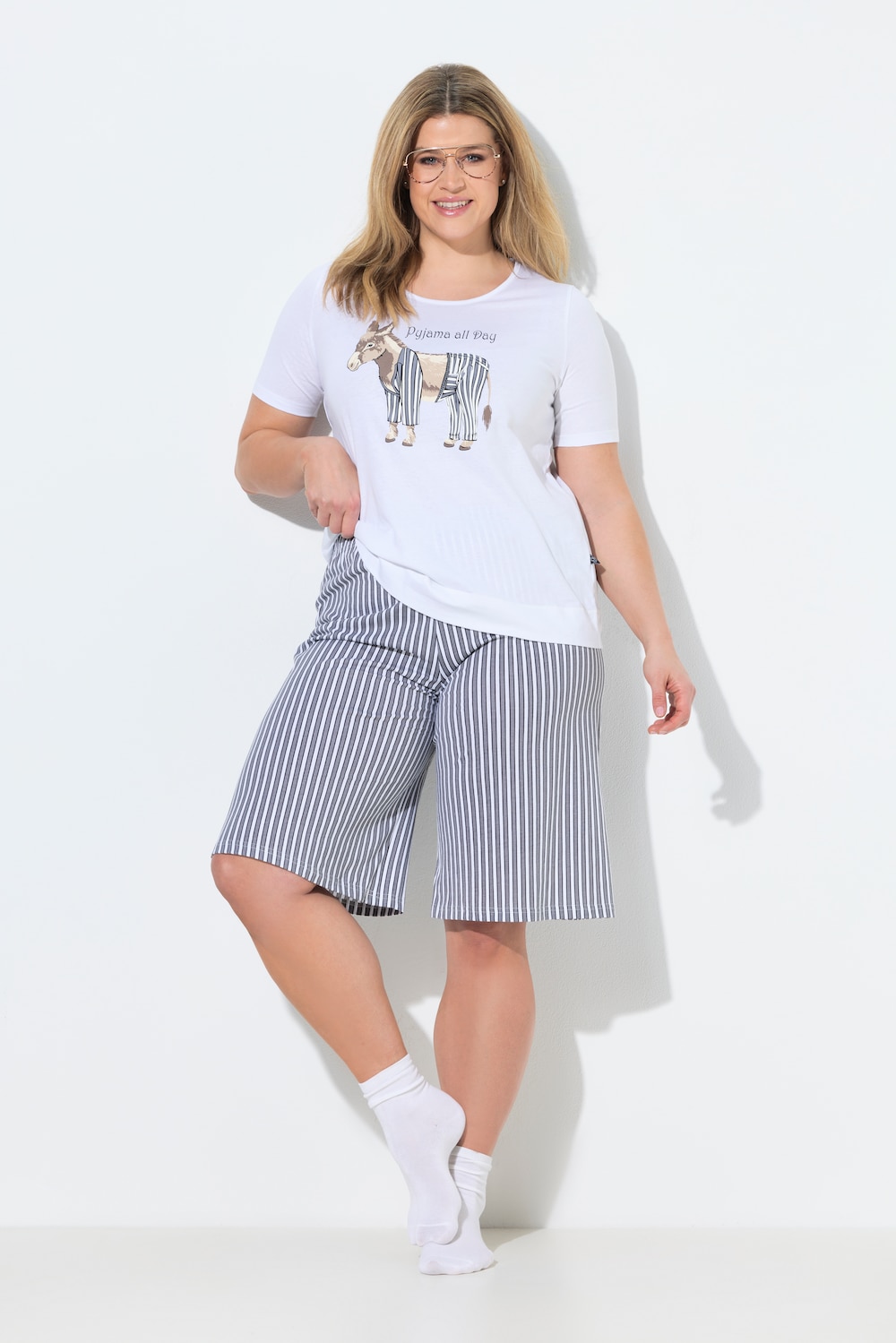 Pyjama, Esel, Rundhals, Halbarm, Shorts