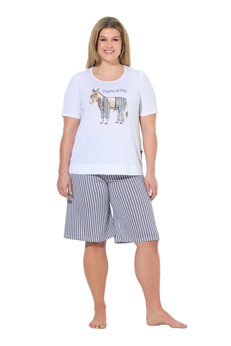 Pyžamo, s oslím motivem, kulatý výstřih, polo rukávy, šortky