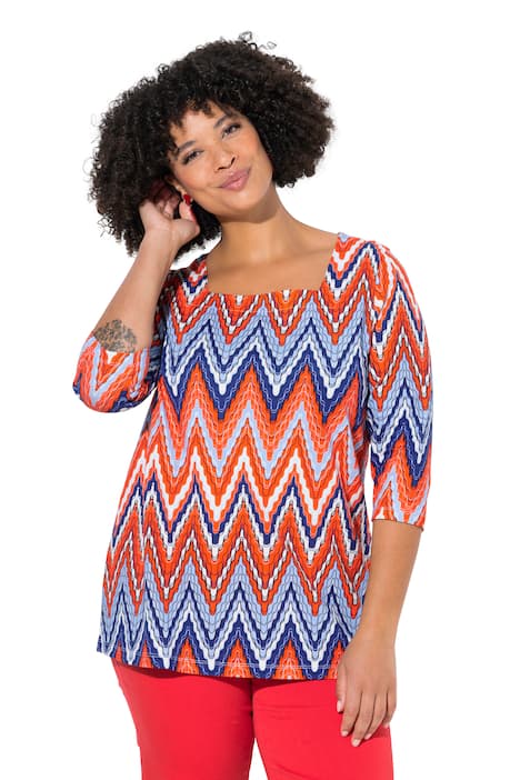 Tričko, A střih, klikatý vzor, hranatý výstřih