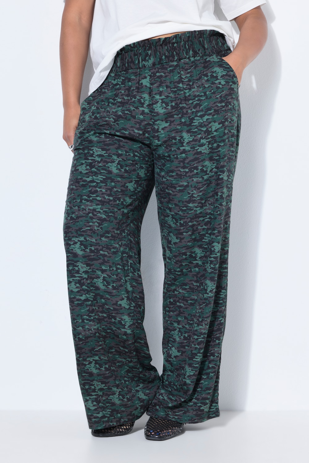 Hose, Wide Legs, High Waist, Camouflage