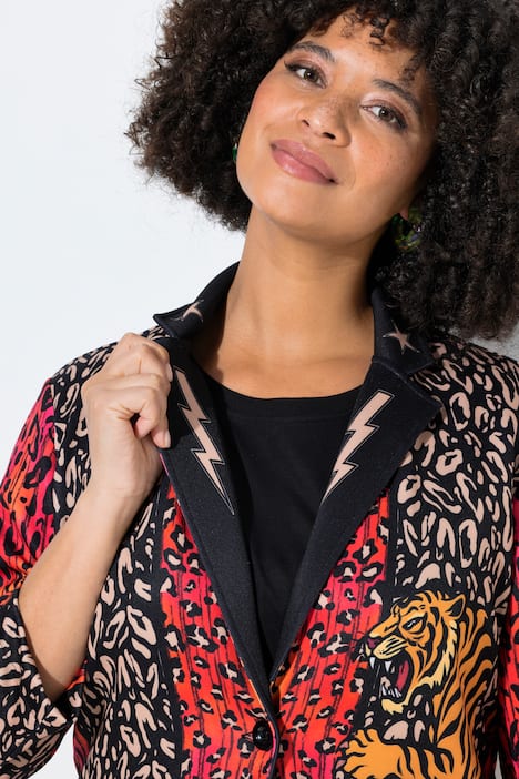 Blazer, Basic Passform, Scuba, Animal, Tiger-Motiv