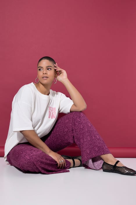 Spodnie, szerokie nogawki, wysoki stan, paisley