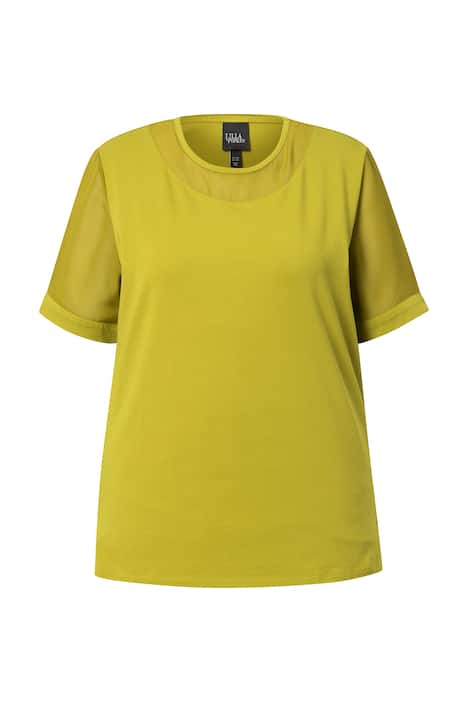 Tričko, transparentní kulatý výstřih, polodlouhý rukáv