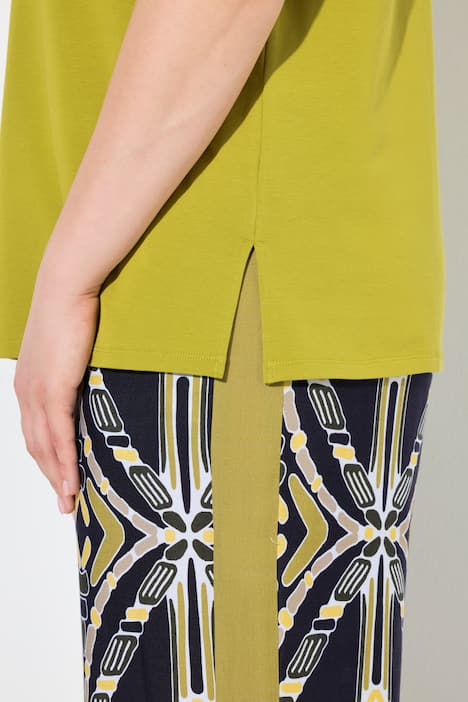 T-shirt, transparante ronde hals, korte mouwen