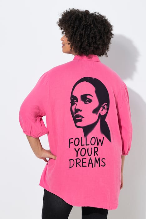 Bluse, oversized, Musselin, Rücken Frauen-Motiv