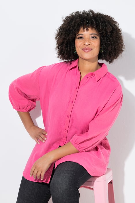 Bluse, oversized, Musselin, Rücken Frauen-Motiv