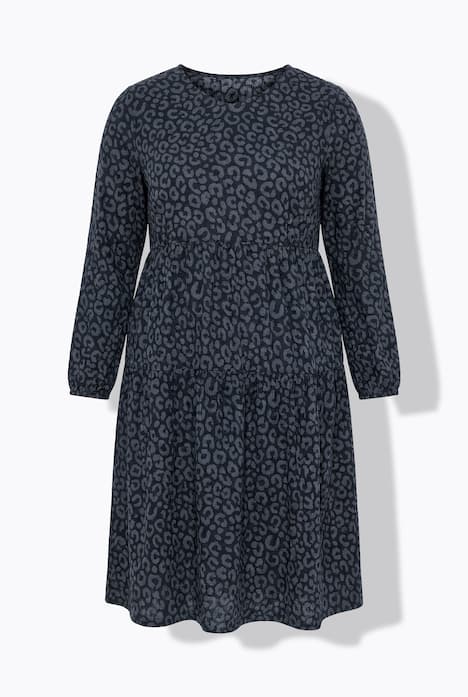 Midikleid, A-Linie, Musselin, Leomuster