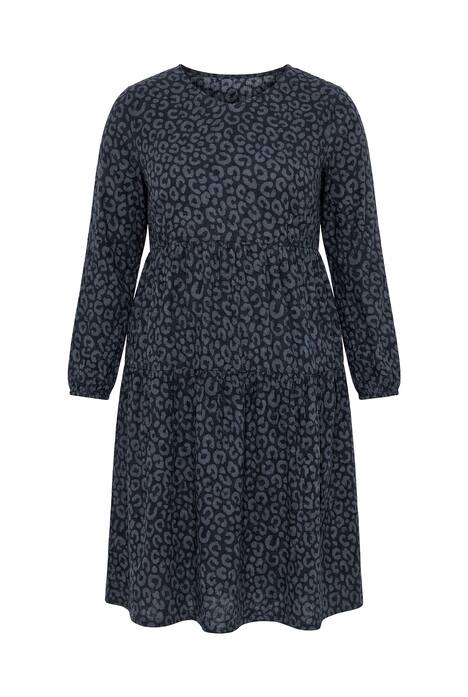 Midi šaty, A střih, mušelín, leopardí vzor
