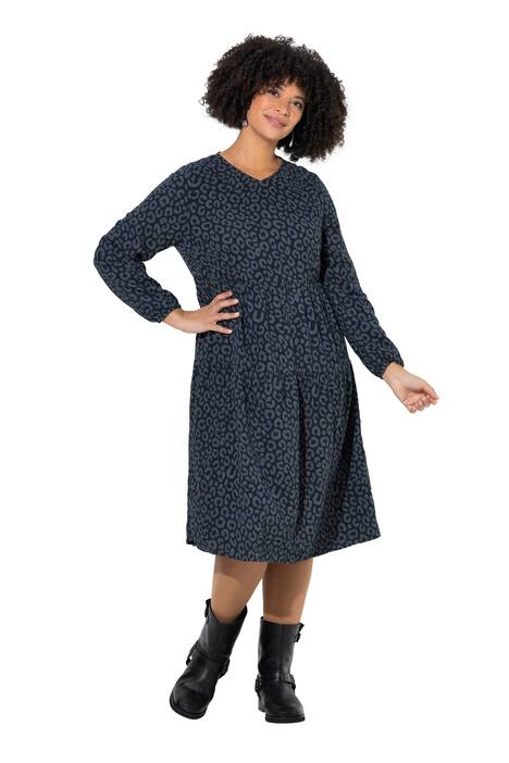 Midi šaty, A střih, mušelín, leopardí vzor