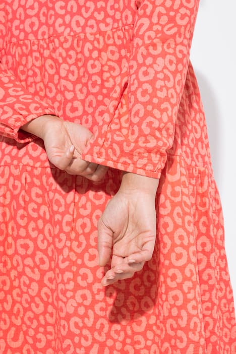 Midikleid, A-Linie, Musselin, Leomuster