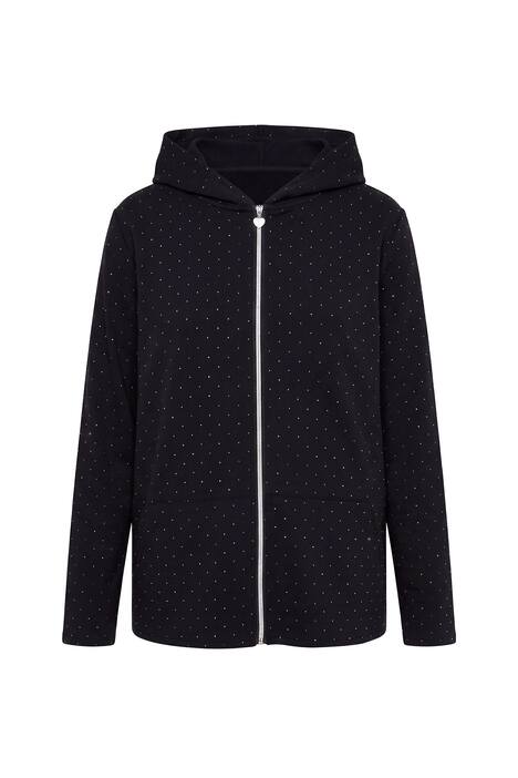 Rhinestone Studded Zip-Up Hoodie