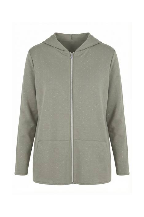 Rhinestone Studded Zip-Up Hoodie