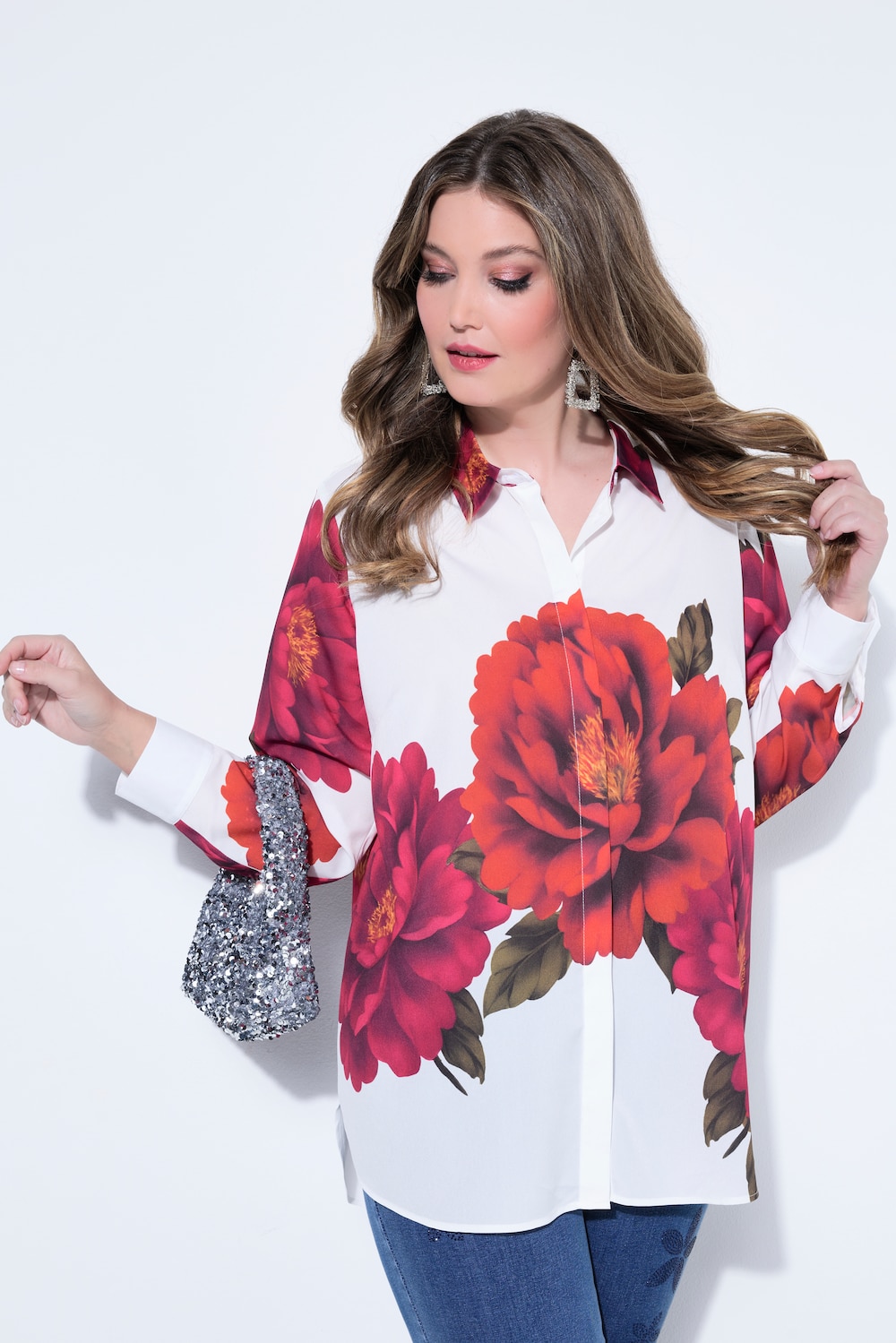 Blouse, Loose Fit, bloemenmotief