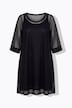 Sukienka z siateczki, trapezowy krój, rękaw rozszerzany 3/4