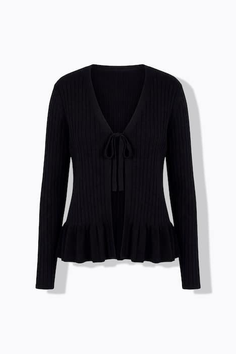 Ruffled Ribbon Tie Cardigan