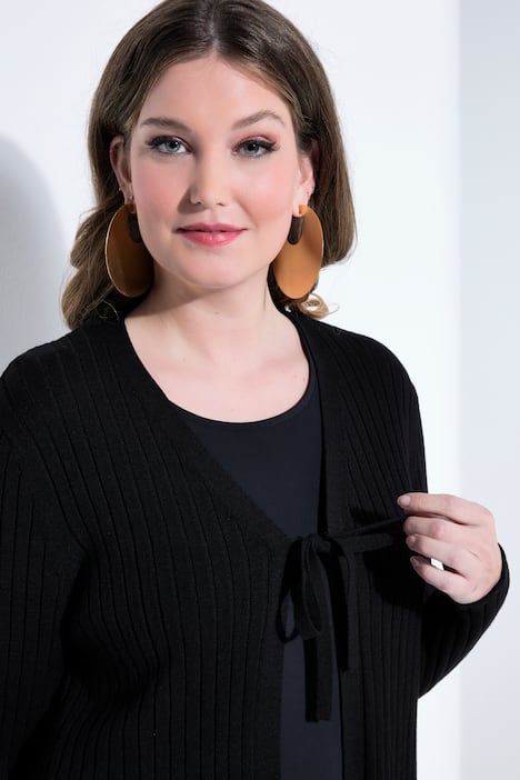 Ruffled Ribbon Tie Cardigan